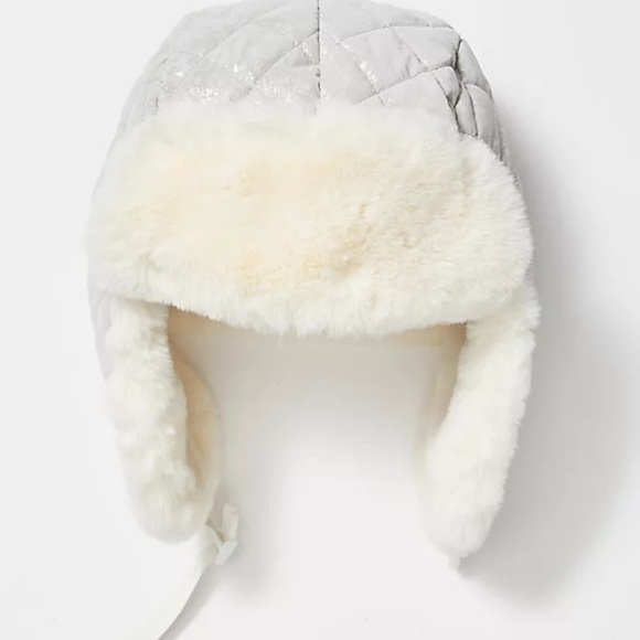 Free people movement silver printed trapper hat new one size